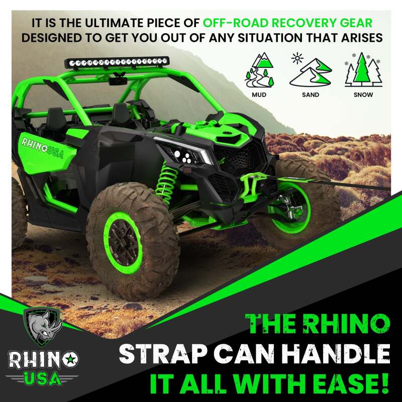 Rhino USA Recovery Tow Strap 3Inx20Ft (Black) - Image 6