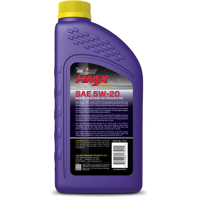 Royal Purple HMX Premium Synthetic High Mileage 5W20 Motor Oil - 1 Quart - Image 2