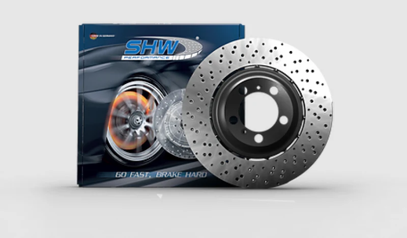 SHW 12-13 Audi TT Quattro RS 2.5L Front Drilled-Dimpled Lightweight Brake Rotor (8J0615301K) - Image 2