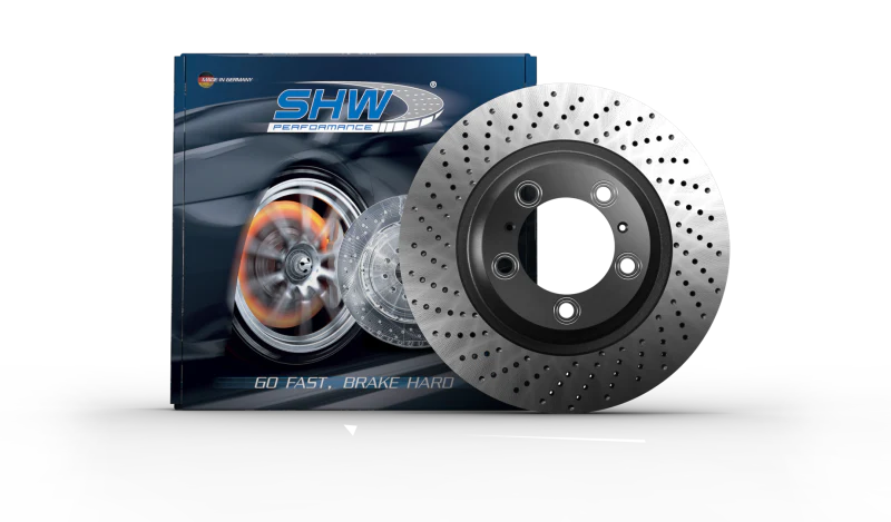 SHW 2008 Porsche Boxster Limited 2.7L Right Front Cross-Drilled Monobloc Brake Rotor (98735140201) - Image 2
