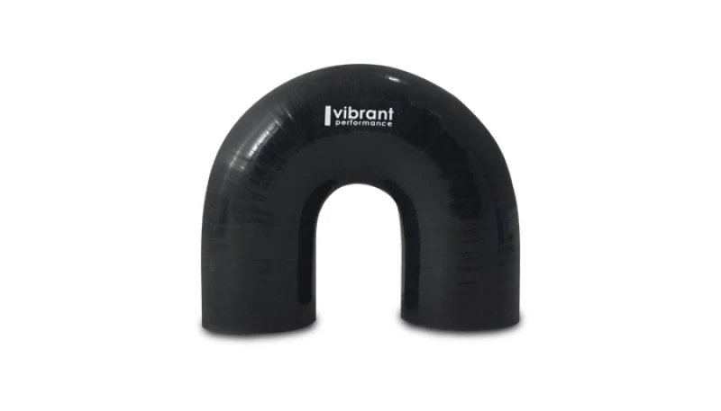 Vibrant 4 Ply Reinforced Silicone Elbow Connector - 3in ID x 4.25in Leg 180 Deg Elbow (BLACK) - Image 2