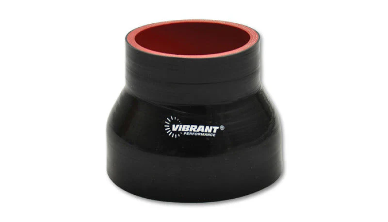 Vibrant 4 Ply Reinforced Silicone Transition Connector - 4in I.D. x 4.5in I.D. x 3in long (BLACK) - Image 2