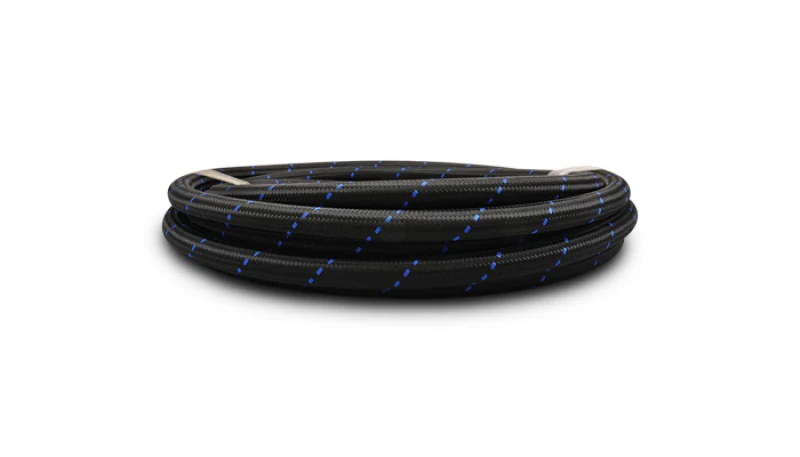 Vibrant -8 AN Two-Tone Black/Blue Nylon Braided Flex Hose (10 foot roll) - Image 3