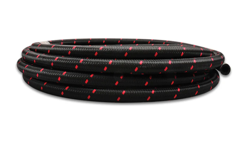 Vibrant -8 AN Two-Tone Black/Red Nylon Braided Flex Hose (20 foot roll) - Image 3