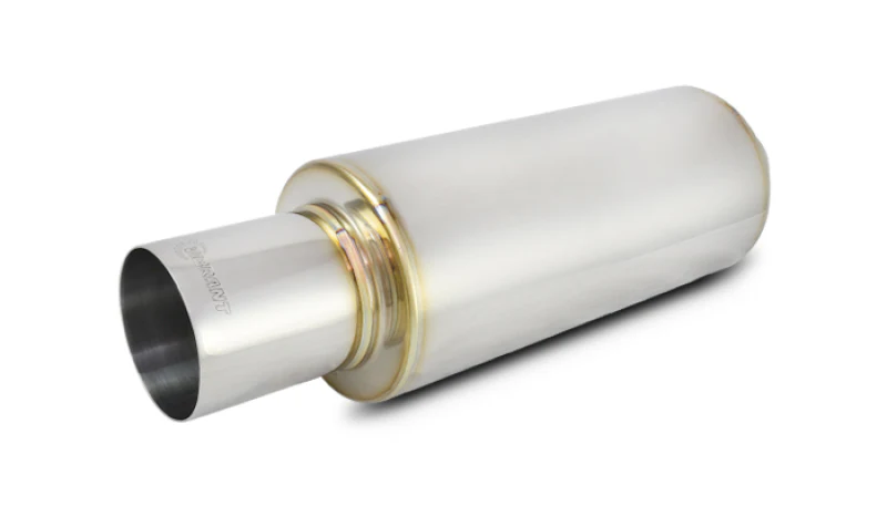 Vibrant TPV Turbo Round Muffler (23in Long) with 4in Round Tip Straight Cut - 3in inlet I.D.